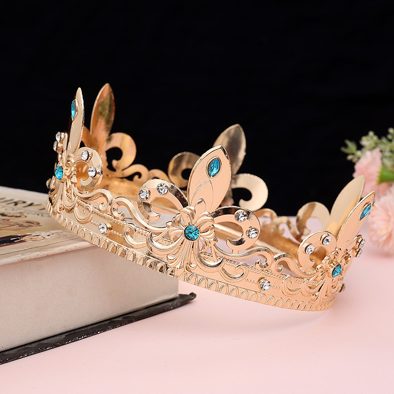 Los hombres de oro rey corona tocado adulto cumpleaños corona Halloween etapa ópera rendimiento unisex