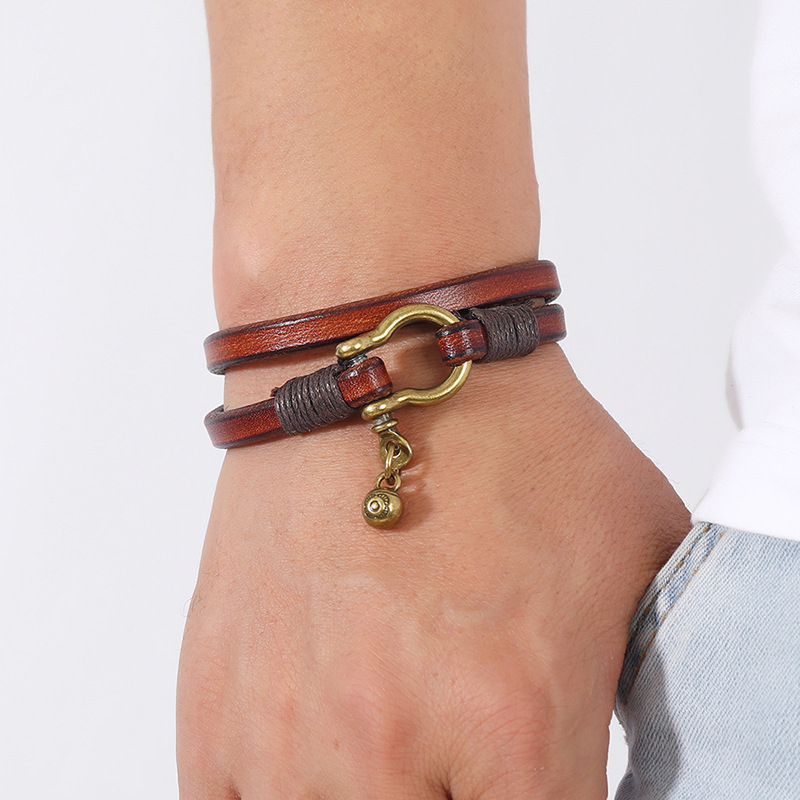 1 Piece Fashion Solid Color Alloy Cowhide Unisex Bracelets