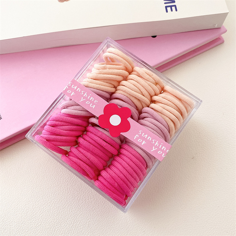 Base de banda de pelo pulgar de los niños base 90 bandas de goma cuerda de pelo para niños color caja de pelo cuerda cabeza accesorios al por mayor
