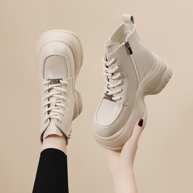 2024 New Autumn Winter Martin Boots For Women Thick Sole Height Increasing Waterproof Platform High Top Simple Comfortable Versatile_vogvips.com