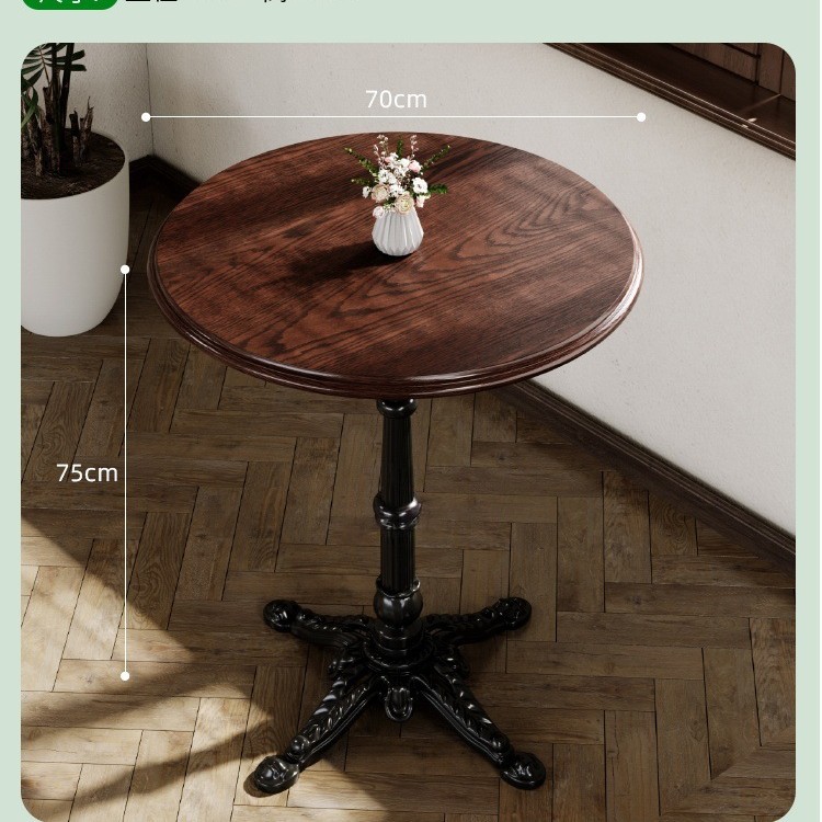 Mesa y silla de cafetería americana retro francesa panadería de comida ligera dulces tienda de azúcar y agua bistrona mesa de madera maciza image 33