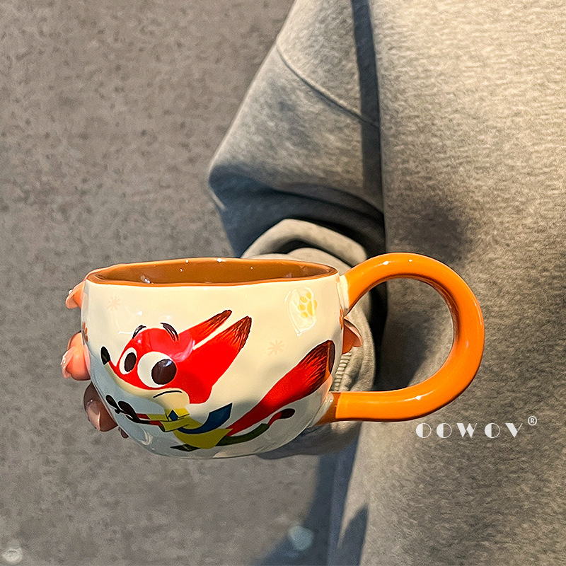 Mad Animal City Judinick taza de café de cerámica creativa taza de gran oreja taza de desayuno casero de alto valor