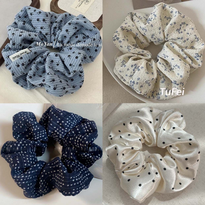 甜美韩系蝴蝶结碎花大肠发圈蕾丝百搭马尾发绳气质少女头绳发饰