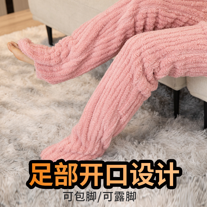 Elderly people's knee-padded socks keep warm old cold legs, knee joints, coral velvet socks for sleeping, thickened leggings