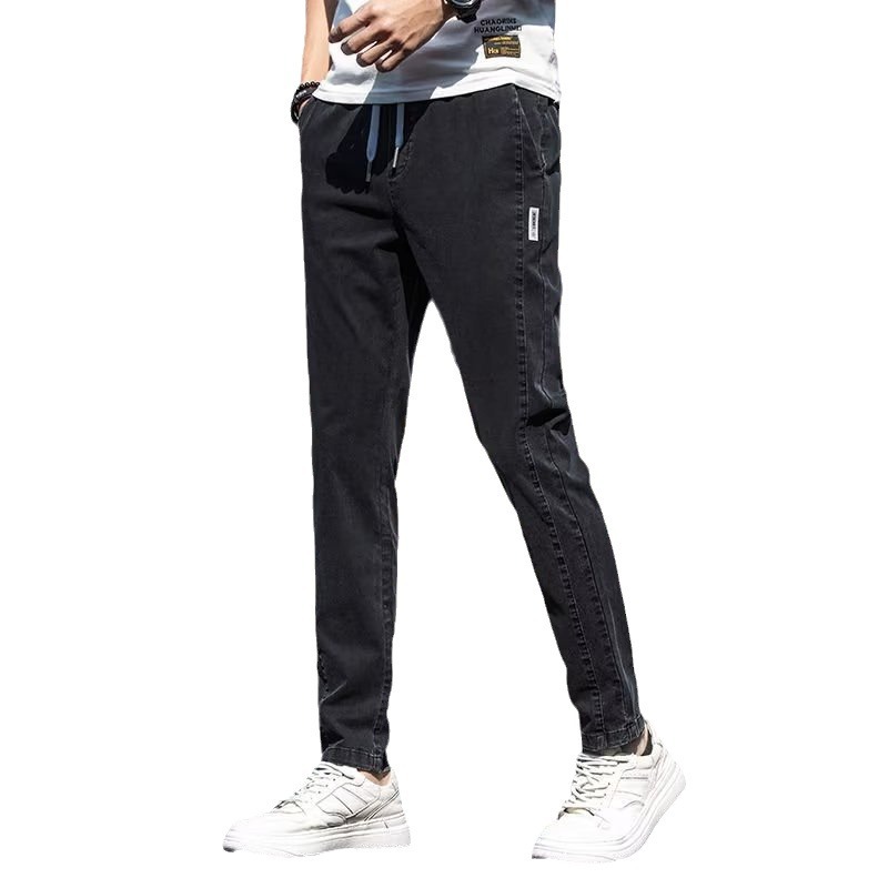 Jeans Pantalones de hombre rectos ajustados para hombre Pantalones casuales de moda coreana de estilo fino de verano Pantalones largos de seda de hielo para hombre