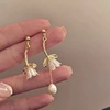 Fashionable retro fresh design earrings from pearl, orchid, flowered, trend of season