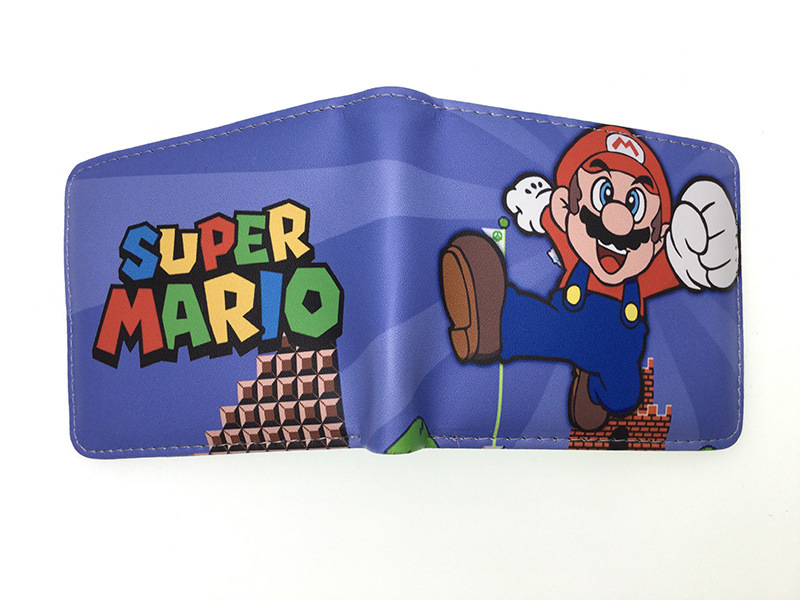 Nuevo Super Mary cartera corta Super Mario estudiante unisex pu cuero Snap cartera