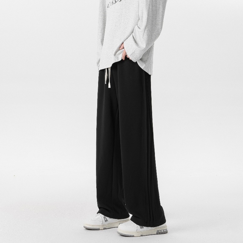 Pantalón Deportivo Ancho con Franja Lateral para Hombre de Algodón Resistente al Desgaste para Uso Casual