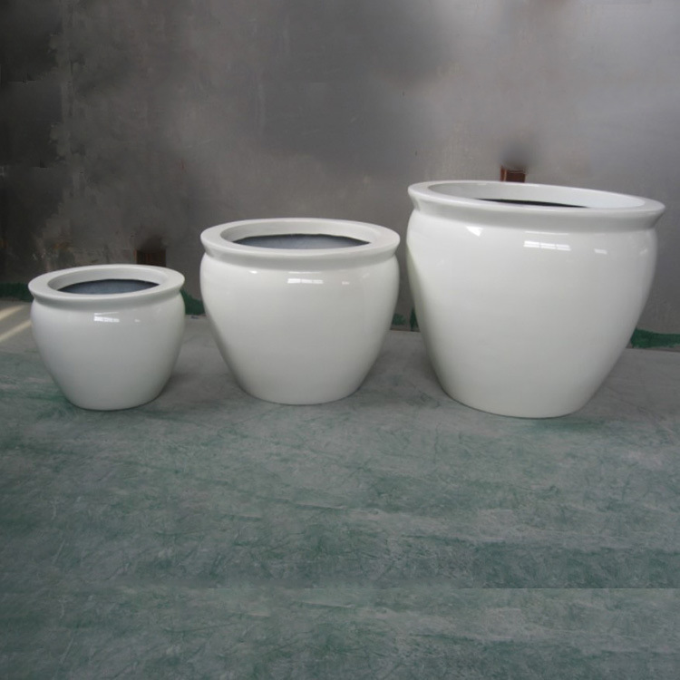 Factory Customized Round Fiberglass Resin Flower Pot Clivia Balcony Desktop Flower Vat Biodegradable and Anti-Freeze