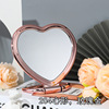 Square round silver handheld dressing table, folding double-sided mirror