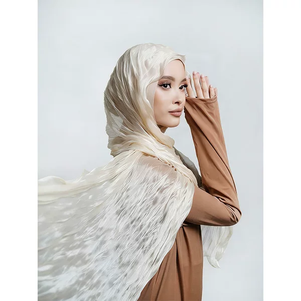 Popular silk scarf, popular elastic crinkled ruffle scarf, women's elegant versatile gauze scarf, cross-border Xiyin scarf