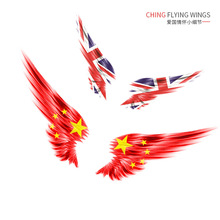 外贸车贴后视镜贴纸车标贴纸国旗翅膀创意个性装饰贴摩托贴纸