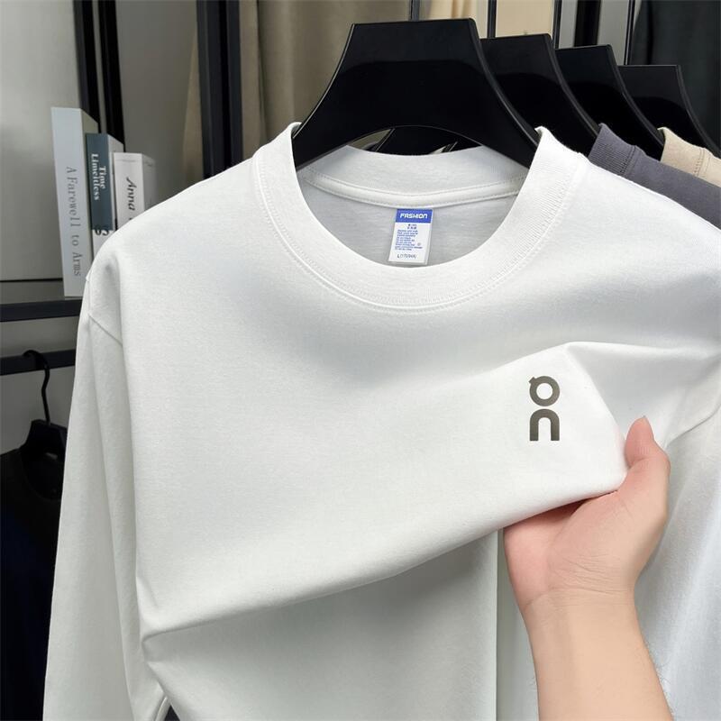 Cross-Border Long-Sleeve Round-Neck Sports T-Shirt for Men, Cotton Sweatshirt, Spring and Autumn Solid Color Base Shirt Top for Men Cross-Border Long-Sleeve Round-Neck Sports T-Shirt for Men, Cotton Sweatshirt, Spring and Autumn Solid Color Base Shirt Top for Men