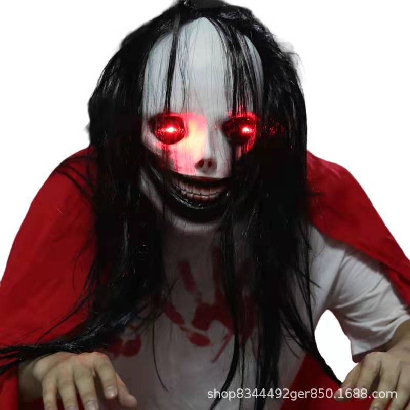 Halloween horror Ghost Cara máscara ojos brillantes de miedo sangriento demonio cabeza cubierta Cámara escape casa embrujada apoyos