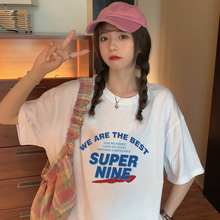 个性街头韩版新款夏季短袖t恤女上衣宽松情侣班服休闲学院风chic