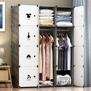 New Simple Wardrobe for Home Bedroom Rental Room Economical Assembly Dormitory Storage Cabinet Plastic Cloth Folding