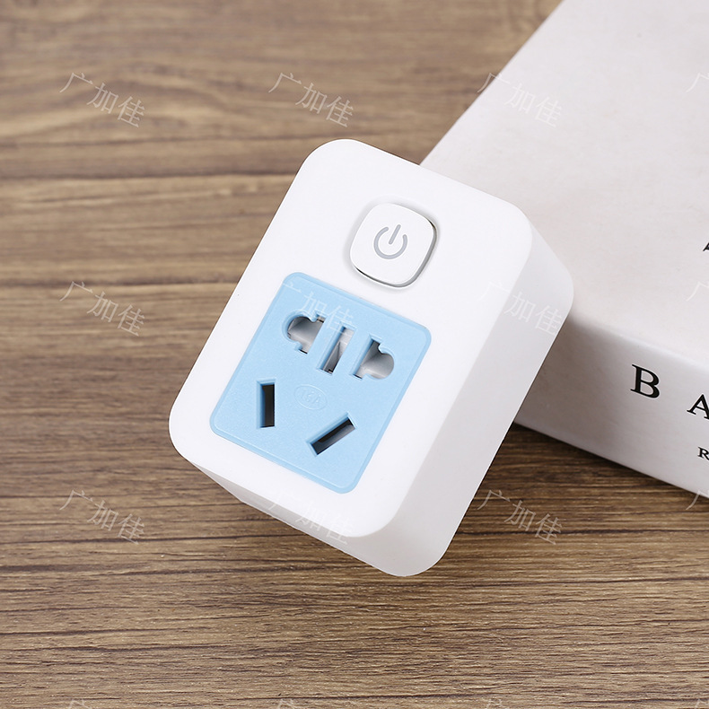 广加佳型号K611按钮开关带灯转换插座三插转五孔安全保护门转换器