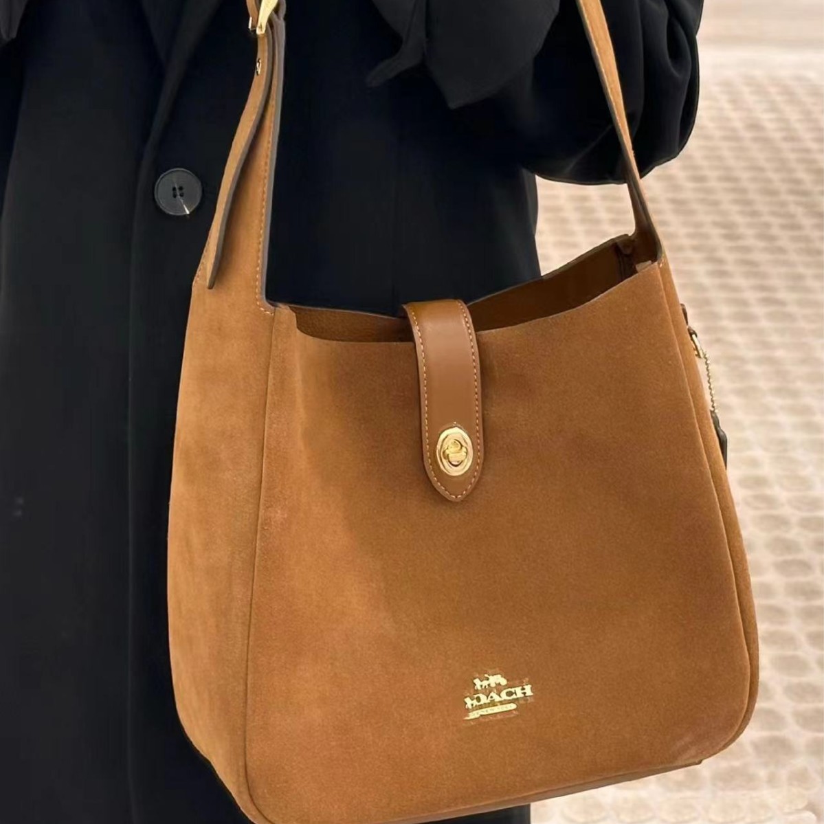 寇家2024秋冬新款hadley hobo腋下包羊京单肩包水桶包通勤女包包