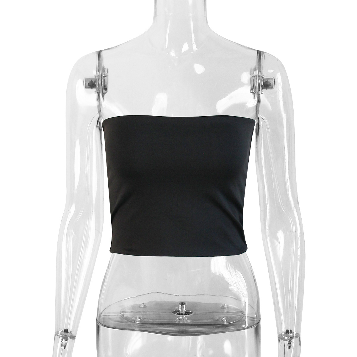 105g Weight Polyester Fabric Type Short Top Length Vest Tops Type Holiday, Daily, Selfie Occasion Strapless Neckline Slim Fit Type Solid Color Pattern Summer Season Women's Gender Casual, Streetwear Style Wholesale Women's Casual Streetwear Solid Color Tank Tops 23