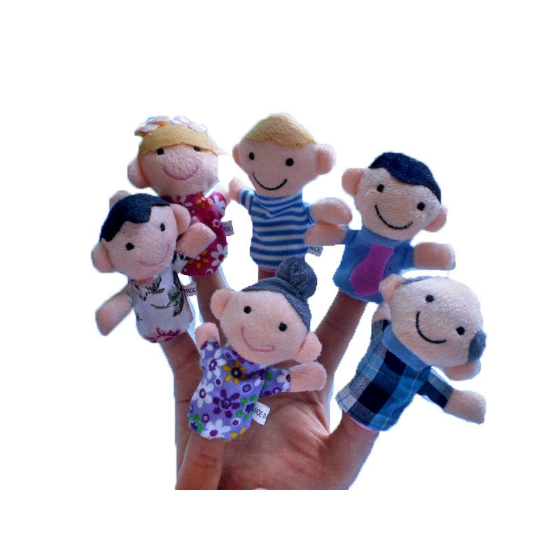 Плюшевые игрушки семья палец кукол семья Six Finger Puppet Family