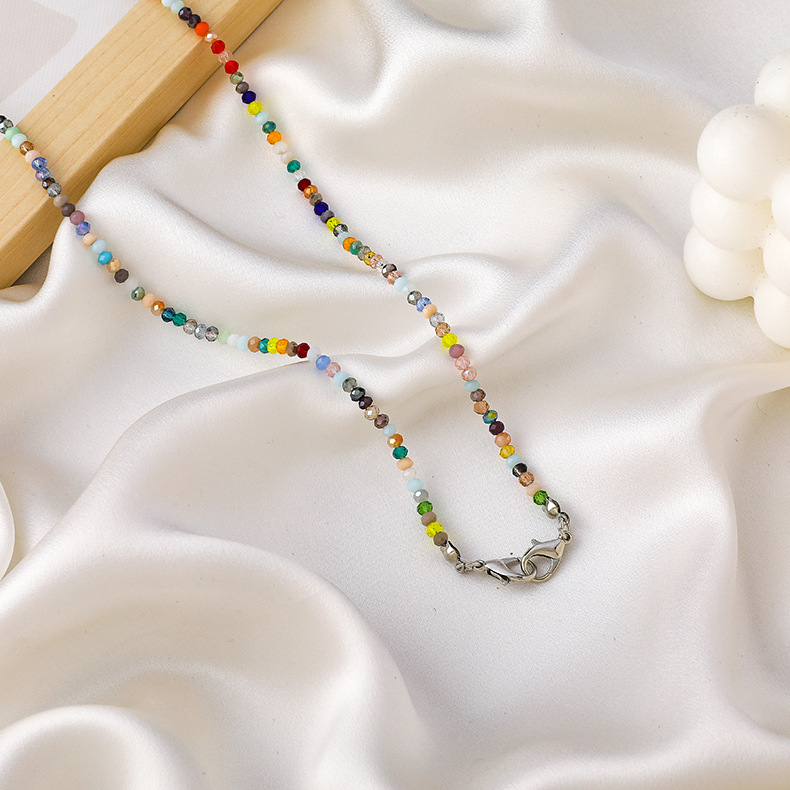 Korean Simple Colorful Crystal Necklace display picture 4