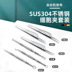 304 stainless steel acne needle 6-piece set, blackhead remover, acne clip, cell clip, acne needle, beauty tool