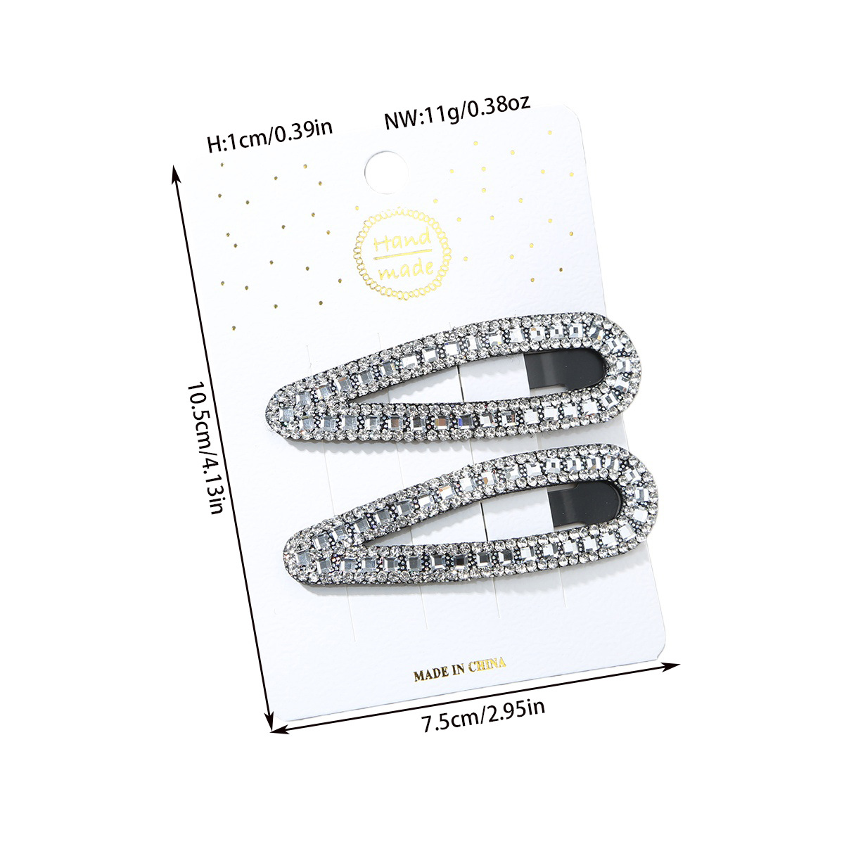 19g Weight Hair Clip Hair Accessories Type Rhinestones Inlay Material 1 Pair Quantity Iron Material Water Droplets, Rectangle Pattern Women's Gender Rhinestone Hair Clip Set For Women Side Bangs One-word Hair Accessories BB Clips Hair Clips Back Of Head Edge Clips 2