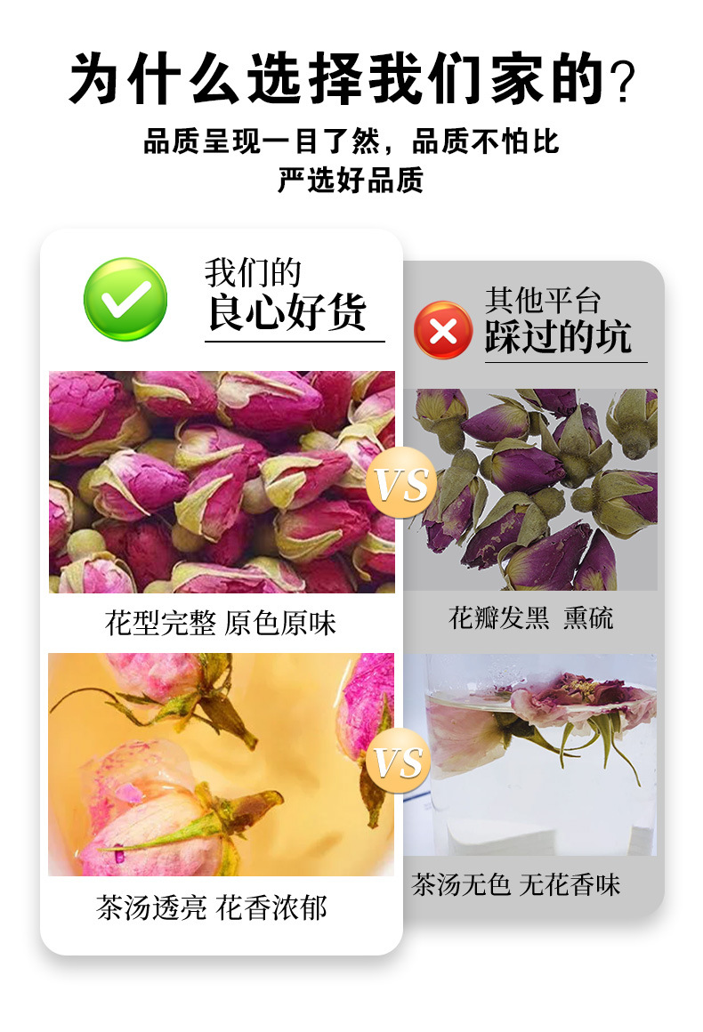 Pingyin Rose Buds (Rosa rugosa) — Double-Petal Dried Rose Tea, Loose Flower Herbal Tea specifications