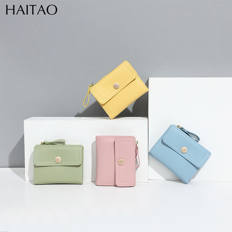 Nueva billetera de mujer corta bolsa de tarjetas de color sólido2024 mujeres de alto nivel sentido transfronterizo cremallera fuente de bolso de cambio fabricantes