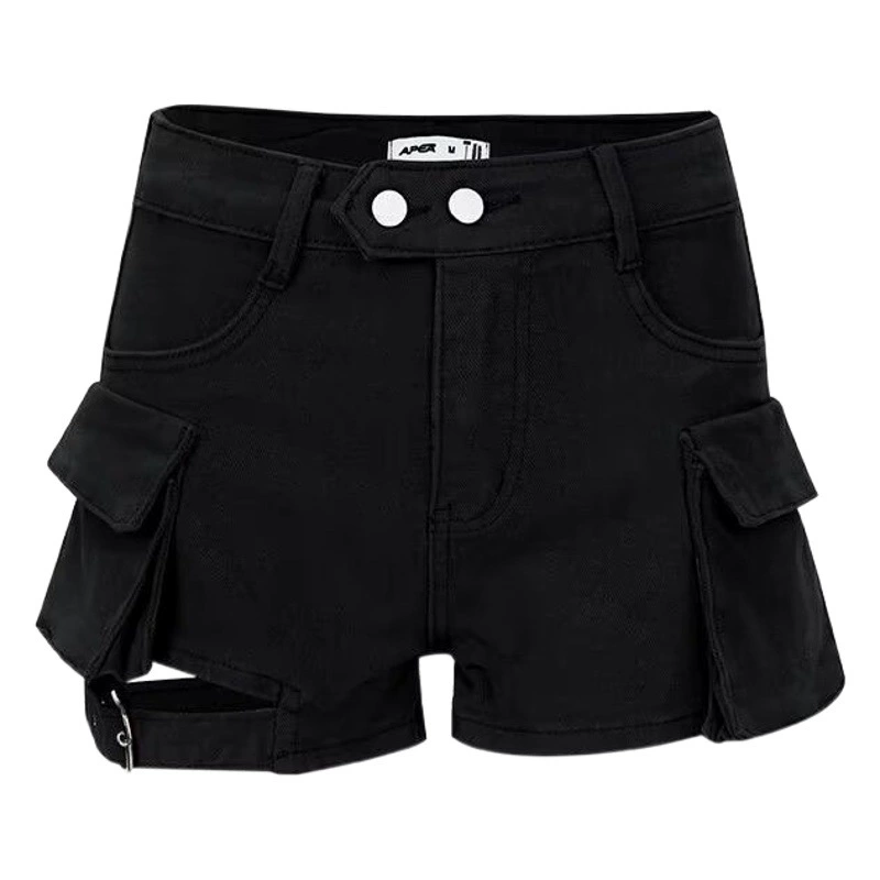 Летние новые американские модные горячие девушки с высокой талией джинсовые шорты дизайн чувство большой карман универсальные инструменты джинсовые шорты