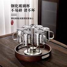 带把加厚钢化玻璃杯子防摔家用耐高温扎啤酒杯棋牌室茶楼专泡茶杯