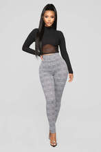 格子印花女裤欧美高腰休闲裤南美独立站紧身裤亚马逊新款九分裤