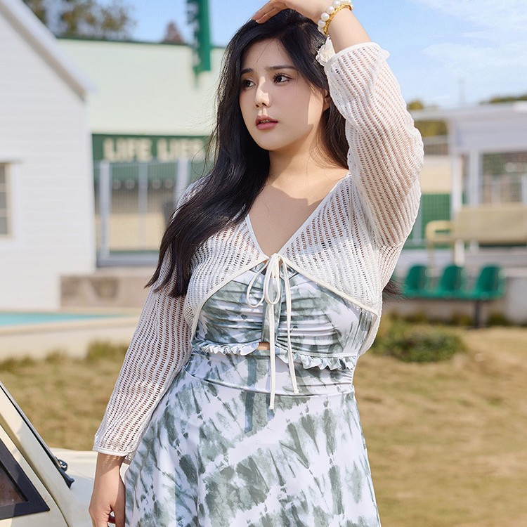 plus size Swimsuit Women's chubby girl One-piece Skirt Meat-covered Waist Boxers Can Wear 200 Jin Seaside Hot Spring Swimsuit