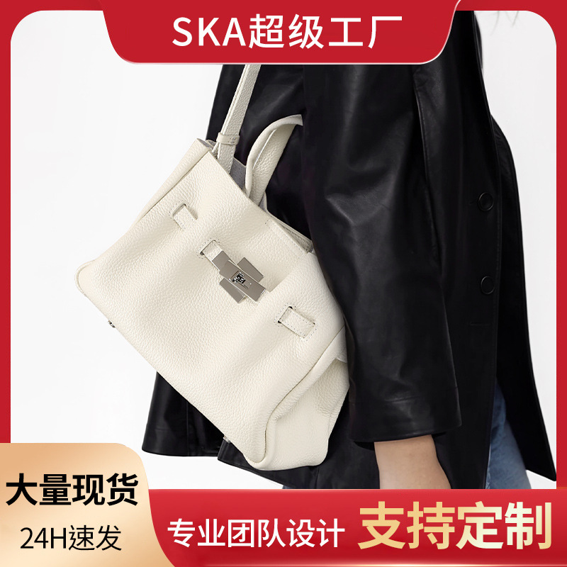 Cross-Border Genuine Leather Women's Bag Business Commuter Handbag Crossbody Small Bag Top Grain Cowhide Tote Bag Large Capacity