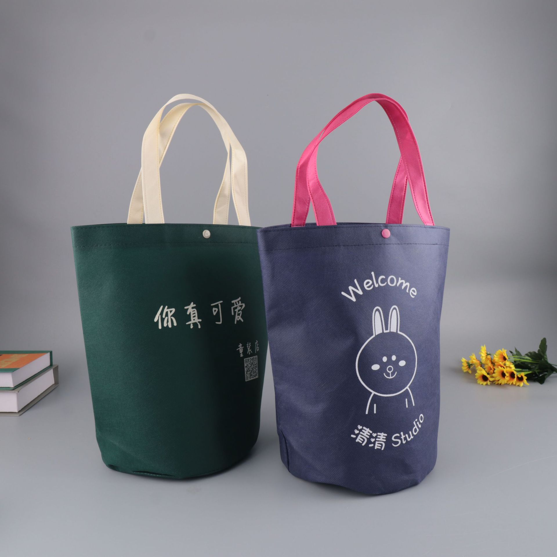 无纺布圆筒袋无纺布淋膜圆筒袋logo定做帆布包棉布袋手提帆布袋