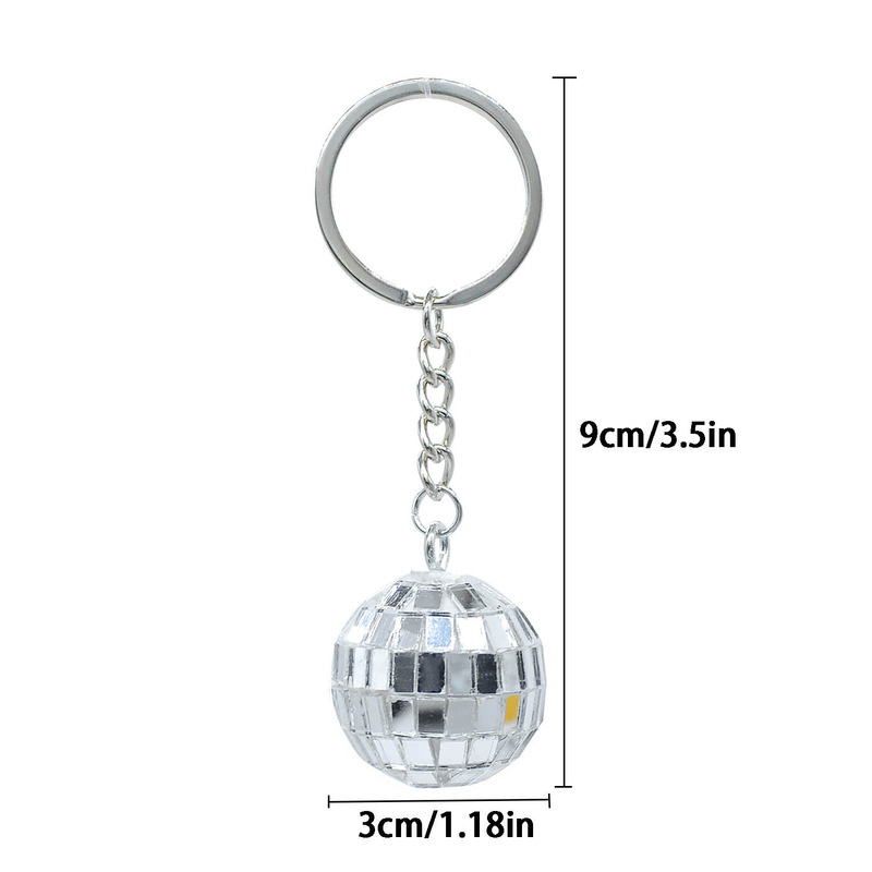 European and American 70S American Retro Keychain Mirror Reflective Disco Ball Christmas Ball Pendant Keychain