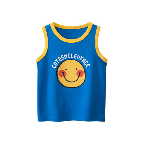 27kids children's vest summer new baby boy clothes wholesale smiley face sleeveless bottoming shirt first-hand source