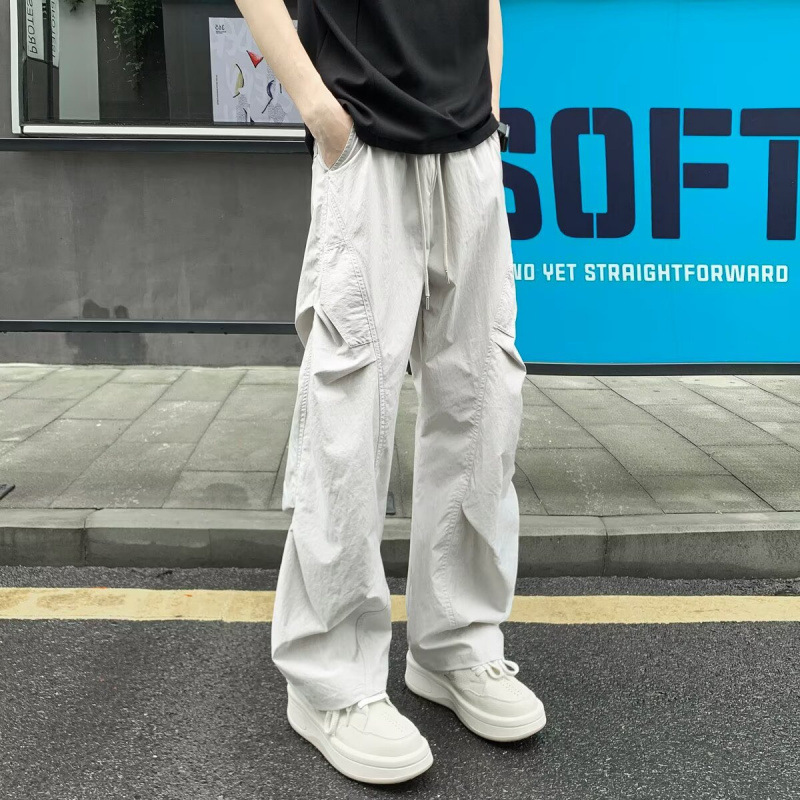 ベージュのカットオフアイスシルク速乾パンツ男の子夏薄いスモールソールオーバーオール日焼け止め空挺部隊カジュアルパンツ|undefined