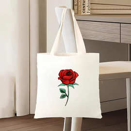 跨境  diy定制的玫瑰帆布手提袋双面印花 可热转印logo 图片 文字