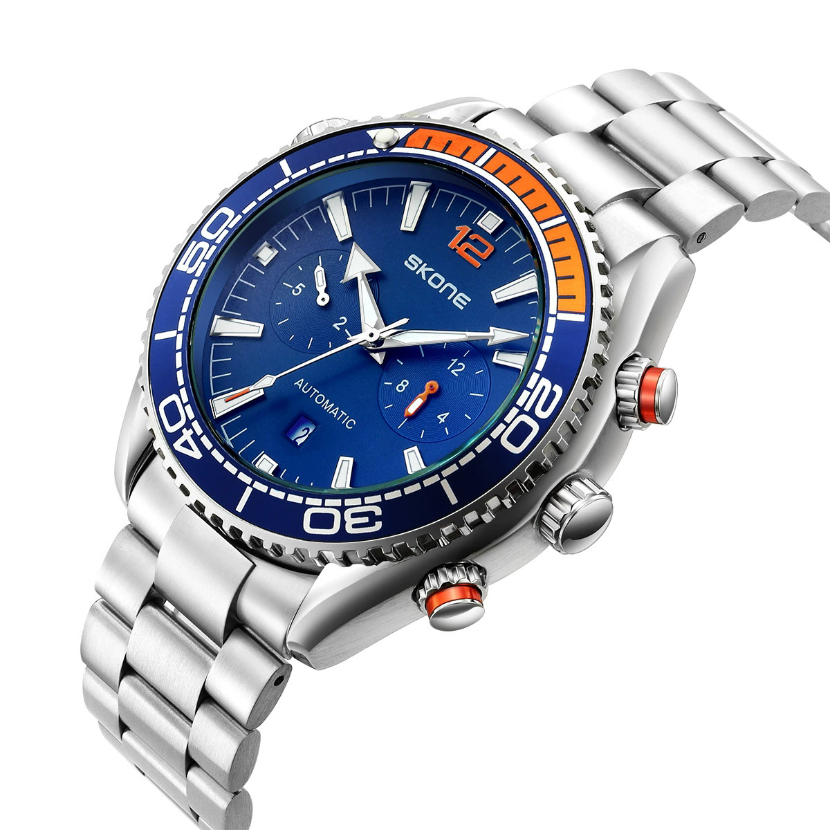 Skone High-End Multifunctional Mechanical Watch Cross-Border Popular Waterproof Luminous Steel Belt Fully Automatic Mechanical Watch Men's Watch