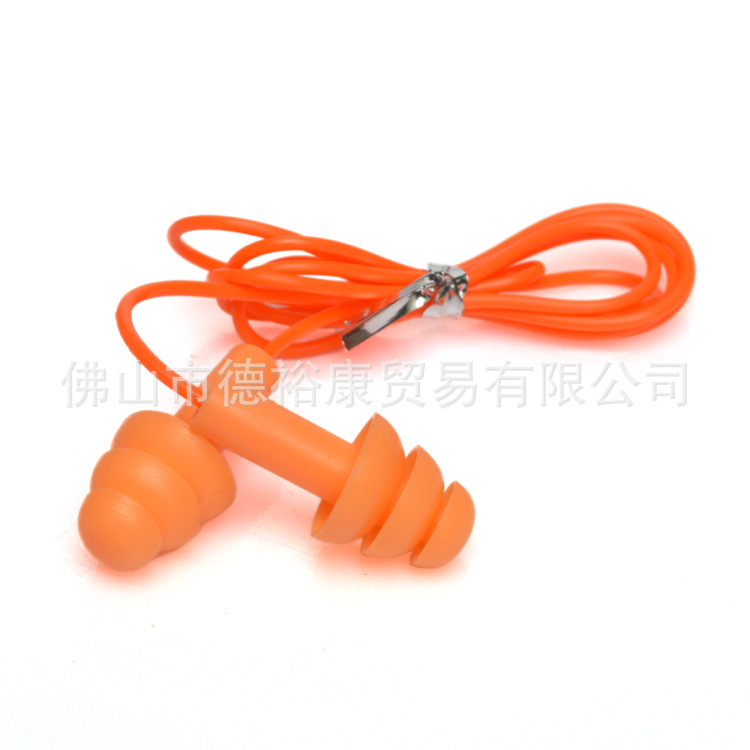 2022 Christmas Tree Type Anti-Noise Earplugs Silicone PVC Swimming Protection Earplugs with Line