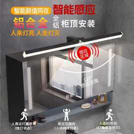 智能感应镜前灯卫生间铝材柜顶安装带开关浴室镜led化妆灯镜灯具