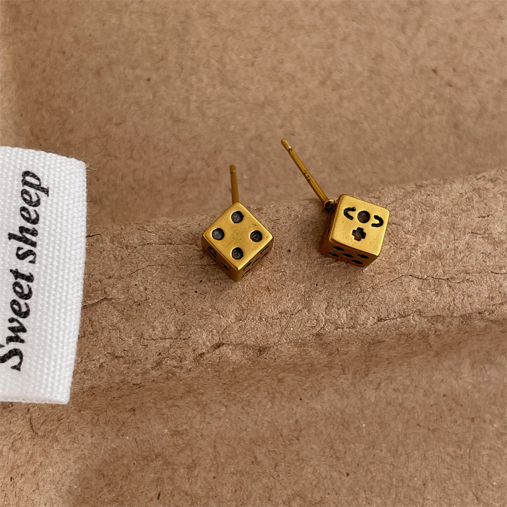 5g Weight 925 Sterling Silver Ear Needle Material Ear Studs Classification 1 Pair Quantity Daily Occasion Copper Material Geometric, Dice Pattern All Seasons Season Women's Gender Polished Finish IG Style, Basic, Simple Style Style 1 Pair IG Style Basic Simple Style Geometric Dice Copper Ear Studs 9