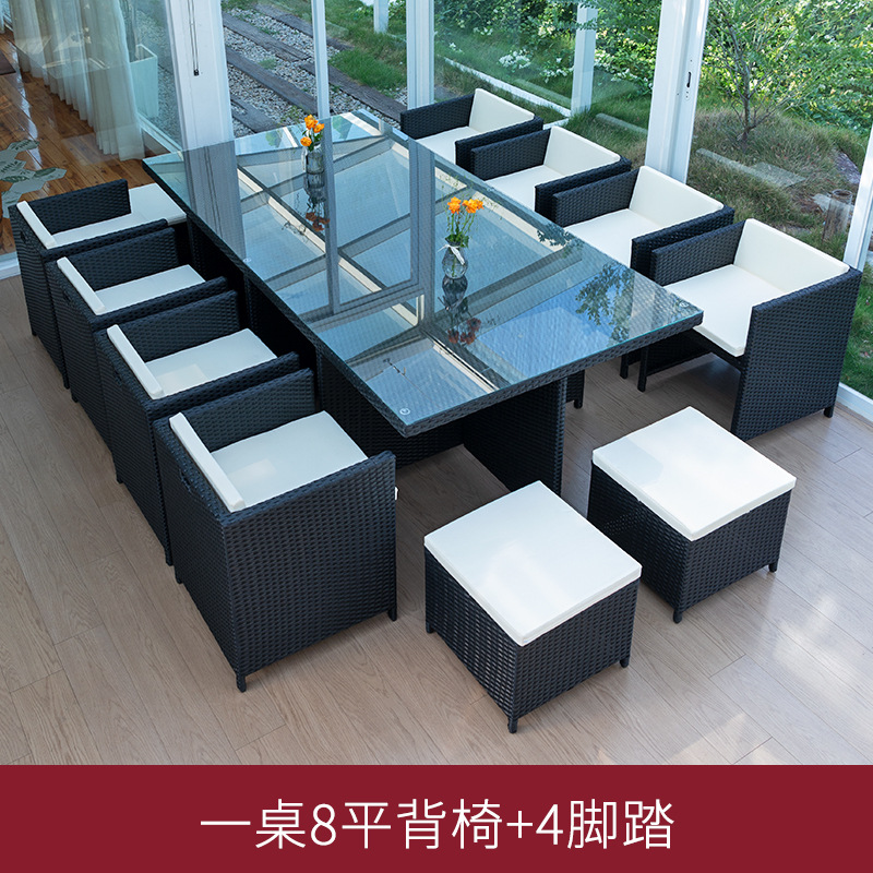 Al Aire Libre mesa y silla patio ocio ratán mesa y silla combinación terraza jardín al aire libre Mesa de té Muebles silla impermeable Protección solar