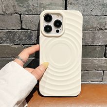 太阳壳适用苹果16PRO磁吸圈圈纹手机壳iphone12/15纯色tpu保护套