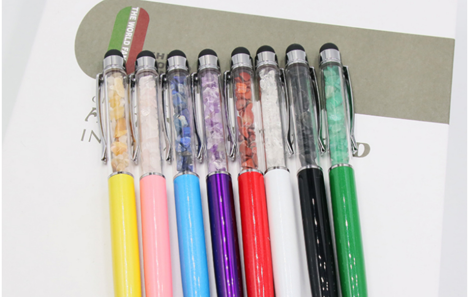 Natural Crystal Agate Jade Gravel Gem Ballpoint Pen Capacitor Touchscreen Stylus Advertising Hand-held Gift Student Cross-border display picture 2