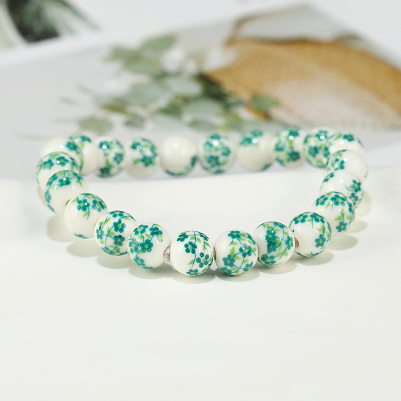 17g Weight ceramics Pendant Material Bracelets Classification Elastic string Chain Material 1 Piece Quantity Holiday, Daily Occasion ceramics Material Flower Pattern Women's Gender Beaded Design Ethnic Style Style Ethnic Style Flower Ceramics Wholesale Bracelets 2