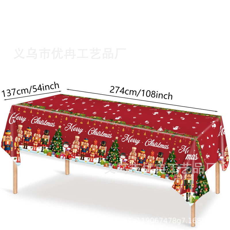 クリスマスくるみ割り雪だるま使い捨てプラスチック布地テーブルクロス祝日テーブルクロスパーティーアレンジ用品|undefined