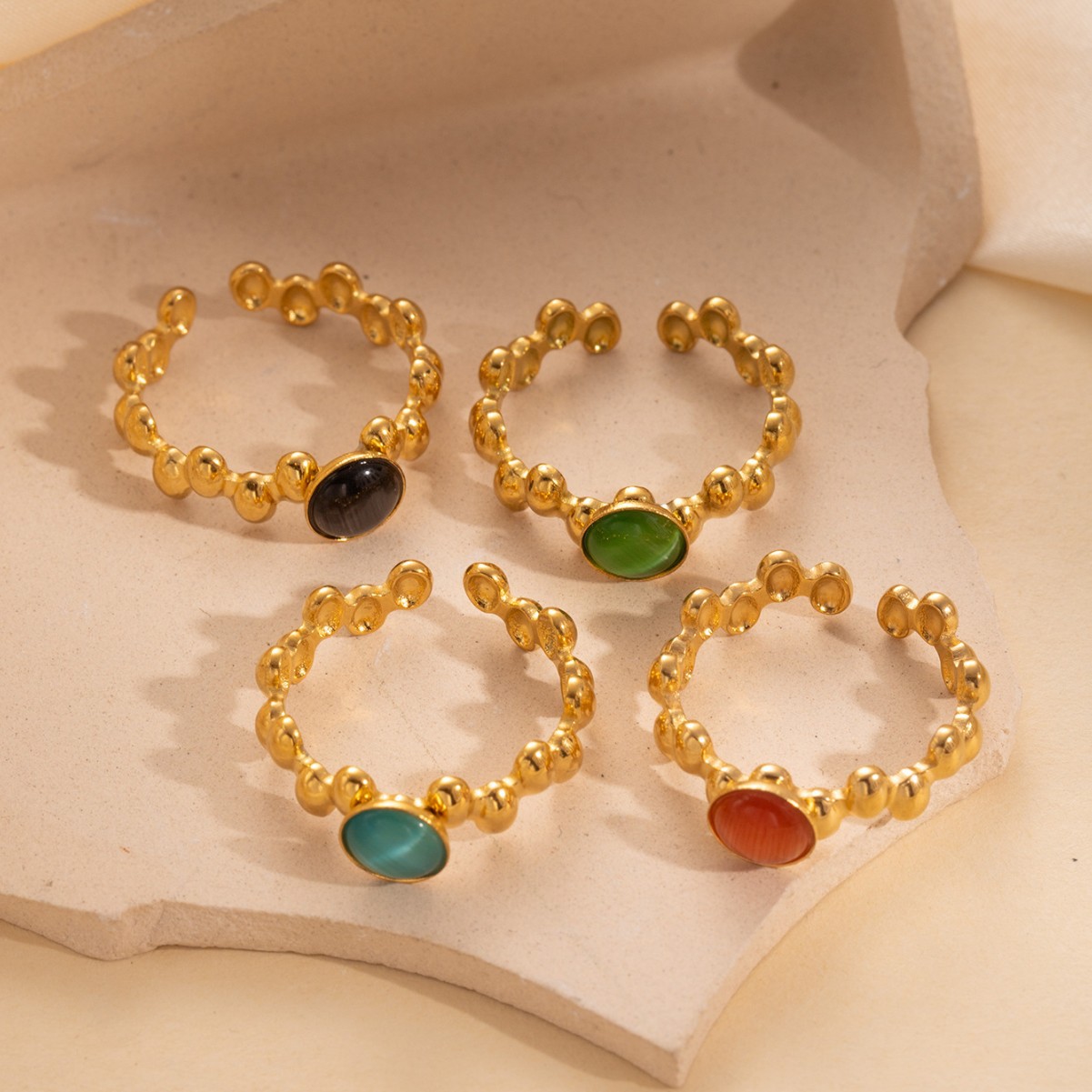Retro sophisticated design ethnic adjustable multicoloured ring…