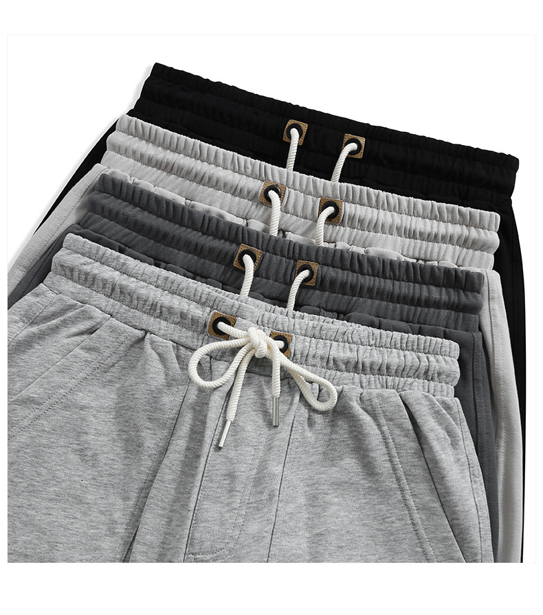 登爵男装 2023夏季新款重磅纯色毛圈卫裤男简约休闲五分裤中